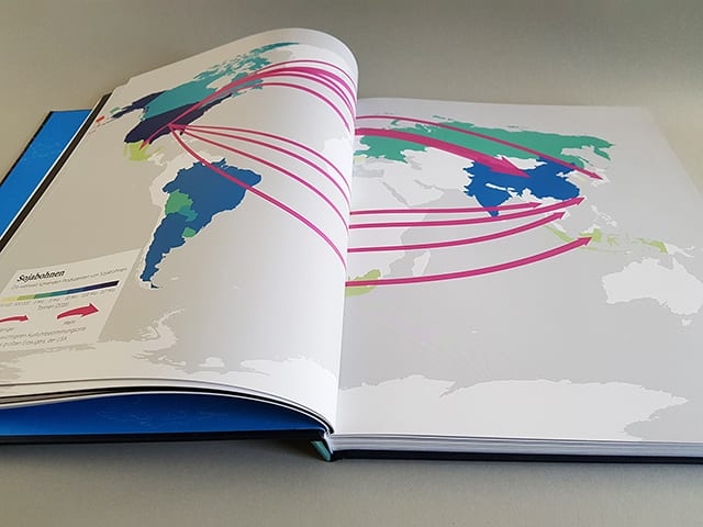 Globalografie 50 Karten erklären die Welt von heute DuMont Verlag Doppelseite Innenansicht