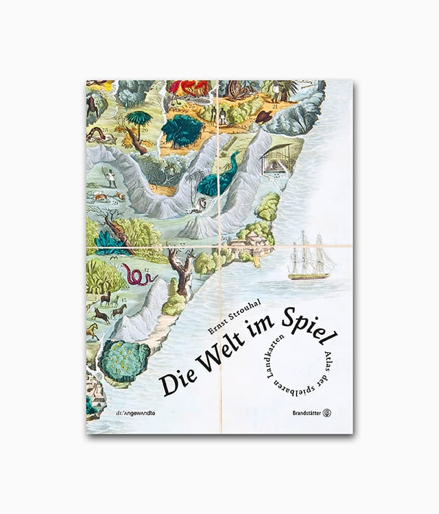 Cover des Kartografie Buches namens Die Welt im Spiel Atlas der spielbaren Landkarten Brandstätter Verlag