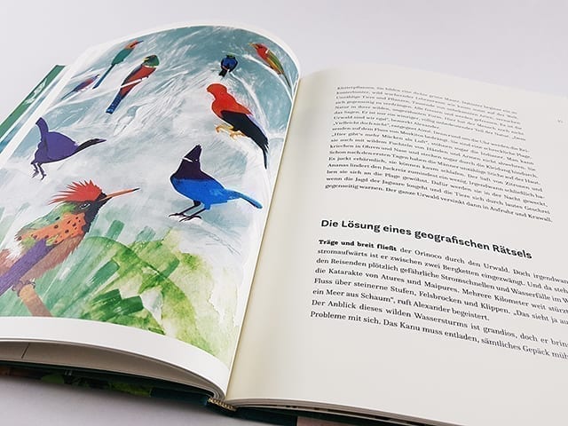 Alexander von Humboldt oder Die Sehnsucht nach der Ferne Gerstenberg Verlag aufgeschlagene Doppelseite