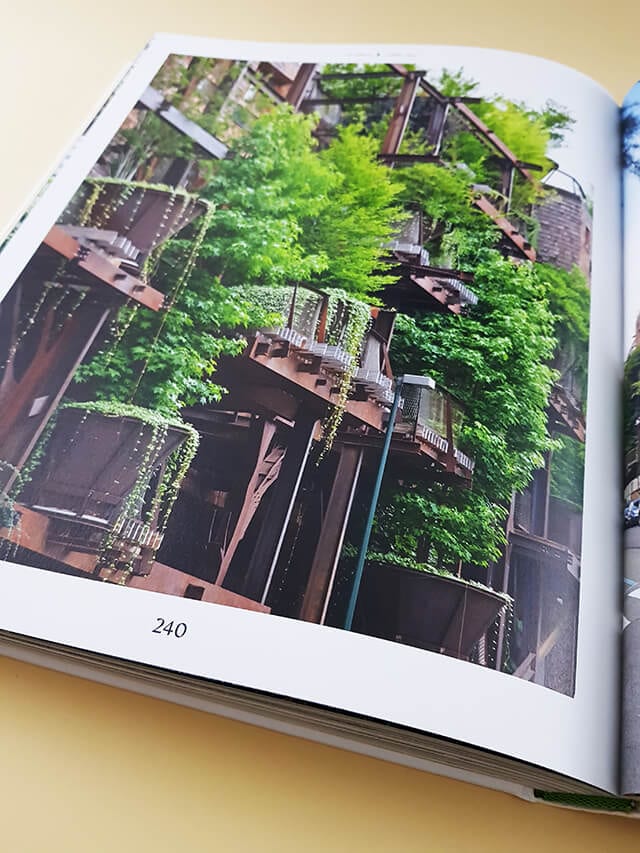 aufgeschlagenes Interior Design Buch mit dem Titel Evergreen aus dem gestalten Verlag zum Thema Mit Pflanzen wohnen